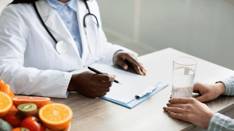 Dietitian writing a nutrition plan